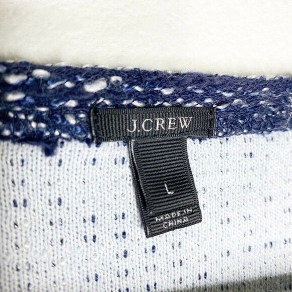 J. CREW BOUCLE SWEATER COLOR BLOCK TWEED ZIP BLUE LARGE FITS LIKE MEDIUM - Picture 5 of 6